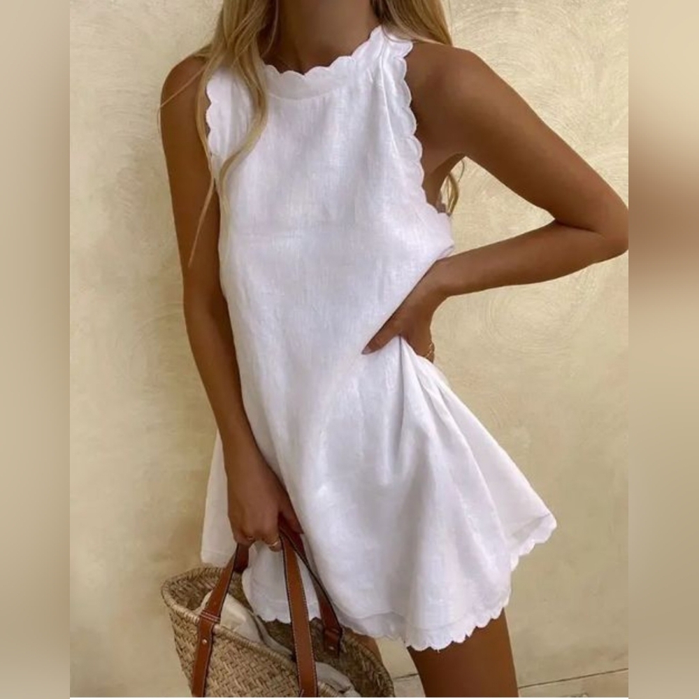 NWT Olivia Mark Scallop Trim Sleeveless  Casual Dress